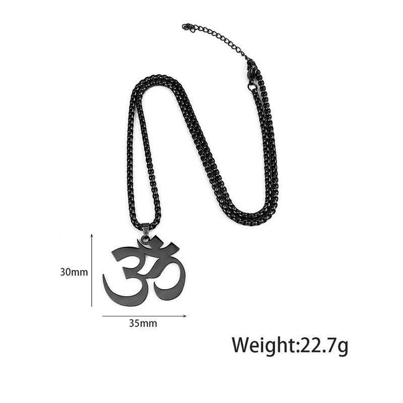 Buddha Stones Om Symbol Mantra Stainless Steel Focus Necklace Pendant