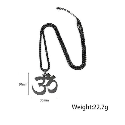 Buddha Stones Om Symbol Mantra Stainless Steel Focus Necklace Pendant