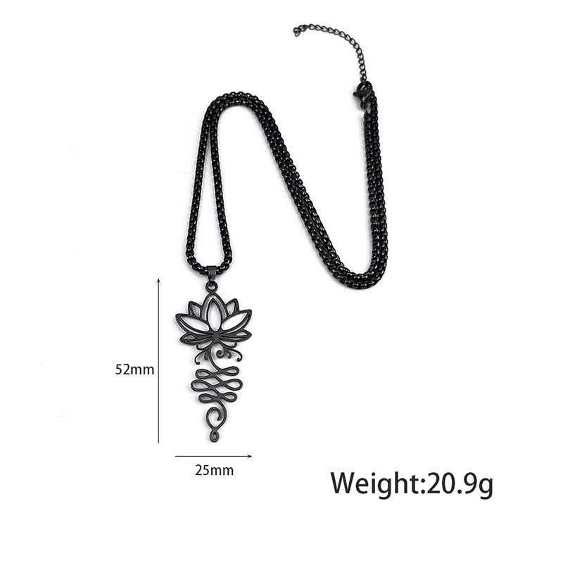 Buddha Stones Lotus Vines Design Chakra Symbol Stainless Steel Enlightenment Necklace Pendant