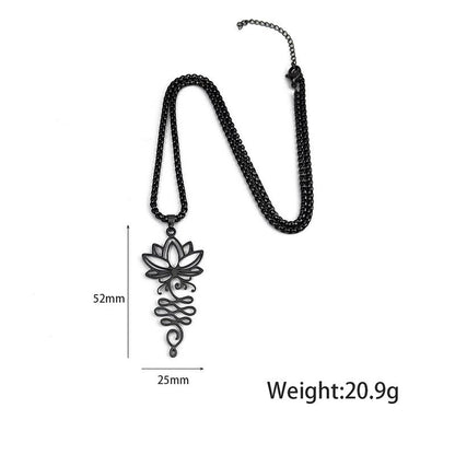 Buddha Stones Lotus Vines Design Chakra Symbol Stainless Steel Enlightenment Necklace Pendant