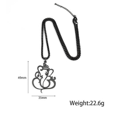 Buddha Stones Ganesh Elephant Stainless Steel Protection Necklace Pendant