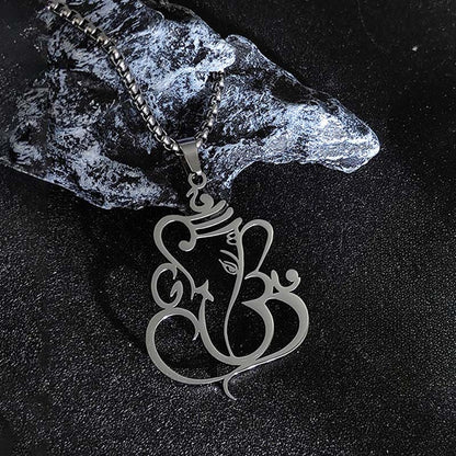 Buddha Stones Ganesh Elephant Stainless Steel Protection Necklace Pendant