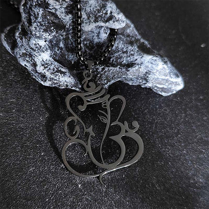 Buddha Stones Ganesh Elephant Stainless Steel Protection Necklace Pendant