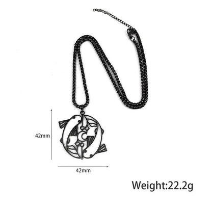 Buddha Stones Vintage Koi Fish Hollow Design Stainless Steel Luck Necklace Pendant