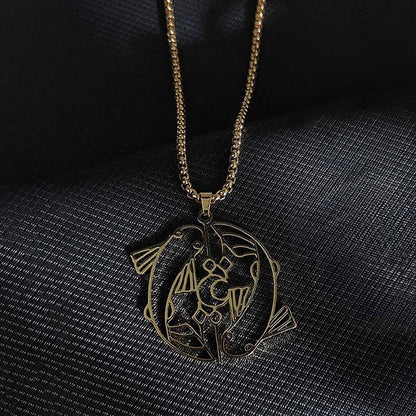 Buddha Stones Vintage Koi Fish Hollow Design Stainless Steel Luck Necklace Pendant