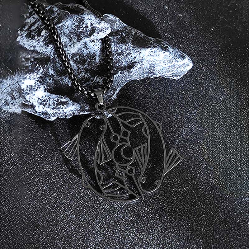 Buddha Stones Vintage Koi Fish Hollow Design Stainless Steel Luck Necklace Pendant