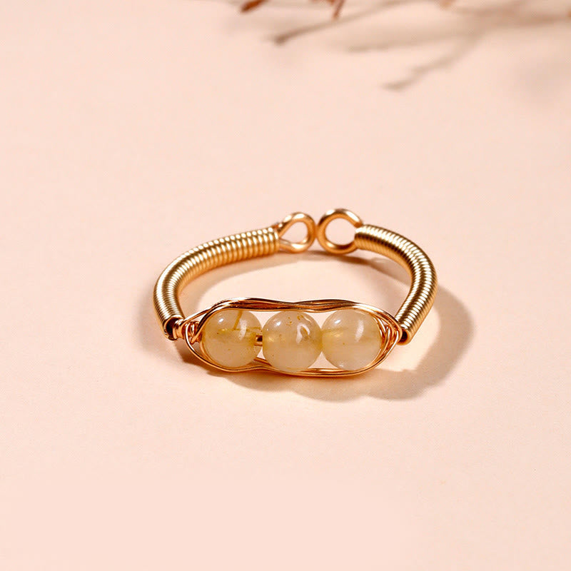 Buddha Stones Natural Stone Bead Alloy Healing Open Ring