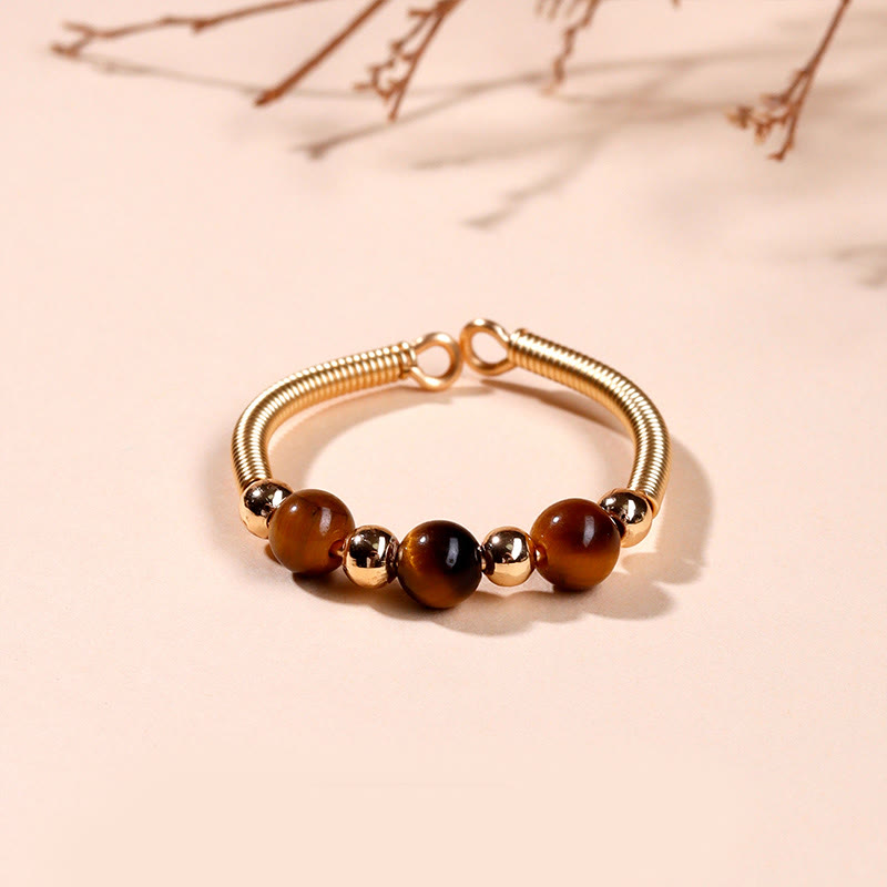 Buddha Stones Natural Stone Bead Alloy Healing Open Ring