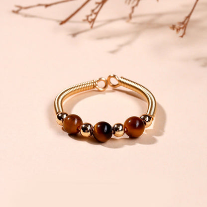 Buddha Stones Natural Stone Bead Alloy Healing Open Ring
