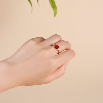 Buddha Stones Natural Stone Bead Alloy Healing Open Ring