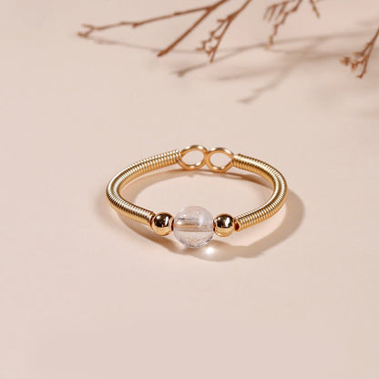 Buddha Stones Natural Stone Bead Alloy Healing Open Ring