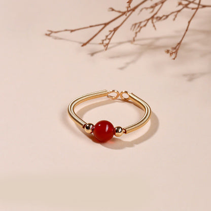 Buddha Stones Natural Stone Bead Alloy Healing Open Ring