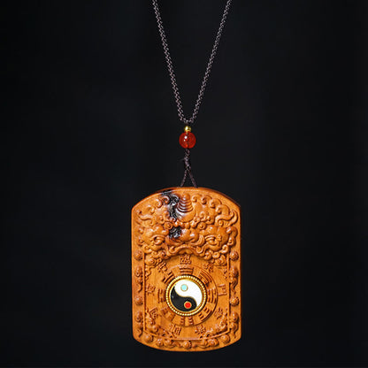 FREE Today: Protection and Luck Lightning Struck Jujube Wood Dragon Yin Yang Bagua Necklace Pendant