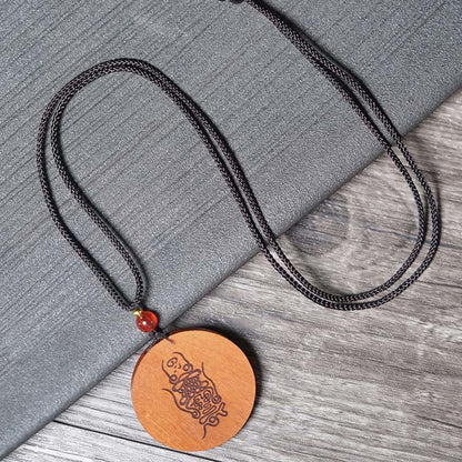 FREE Today: Good Fortune and Luck Lightning Struck Jujube Wood Yin Yang Bagua Necklace Pendant
