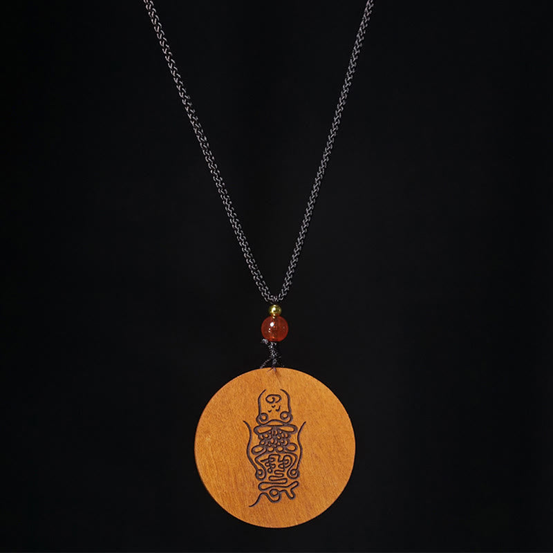 FREE Today: Good Fortune and Luck Lightning Struck Jujube Wood Yin Yang Bagua Necklace Pendant