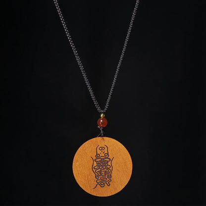FREE Today: Good Fortune and Luck Lightning Struck Jujube Wood Yin Yang Bagua Necklace Pendant