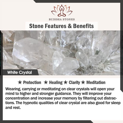 Buddha Stones White Crystal Bead Irregular Amber Clarity Necklace Pendant