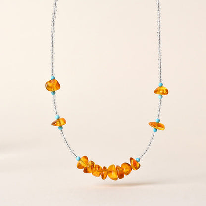 Buddha Stones White Crystal Bead Irregular Amber Clarity Necklace Pendant