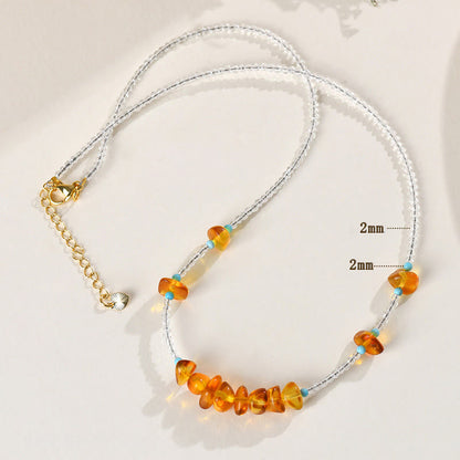Buddha Stones White Crystal Bead Irregular Amber Clarity Necklace Pendant