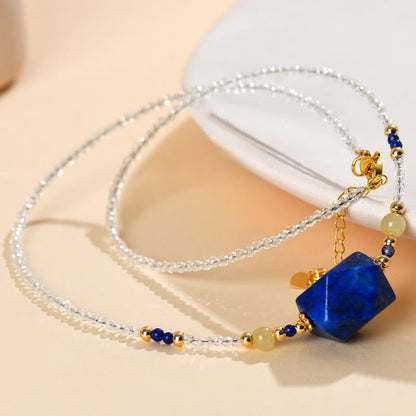 Buddha Stones White Crystal Lazurite Healing Meditation Necklace Pendant