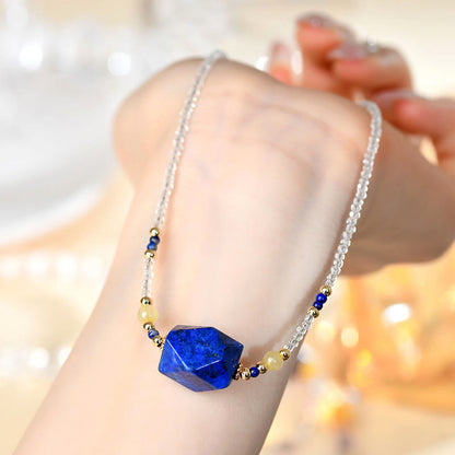 Buddha Stones White Crystal Lazurite Healing Meditation Necklace Pendant