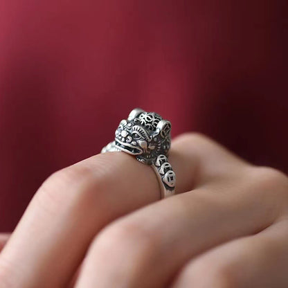 Buddha Stones Lucky FengShui PiXiu Copper Coin Rotatable Ring