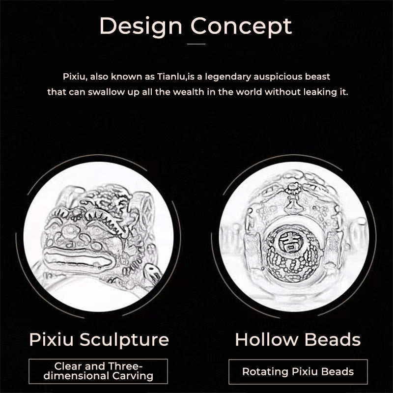 Buddha Stones Lucky FengShui PiXiu Copper Coin Rotatable Ring