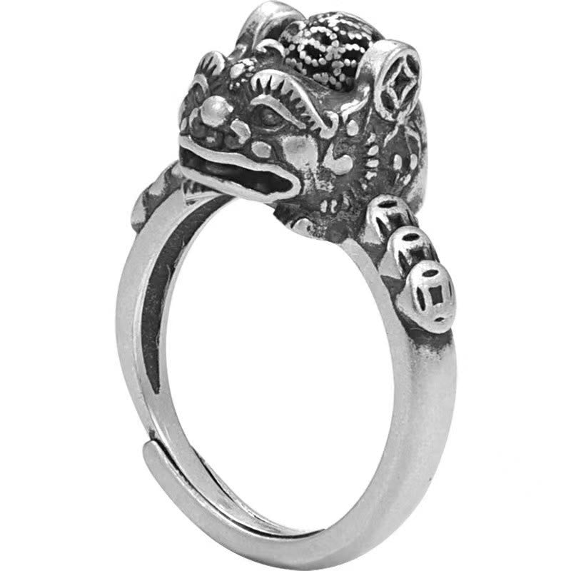 Buddha Stones Lucky FengShui PiXiu Copper Coin Rotatable Ring
