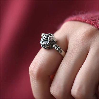 Buddha Stones Lucky FengShui PiXiu Copper Coin Rotatable Ring