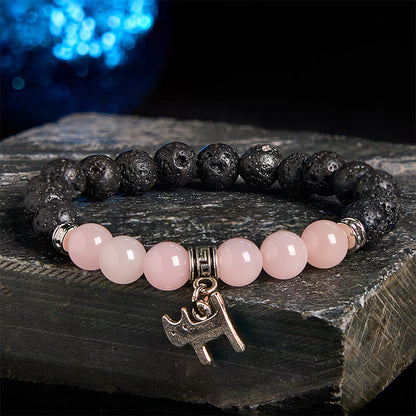 FREE Today: Support Healing Black Lava Rock Crystal Beads Animal Pattern Bracelet