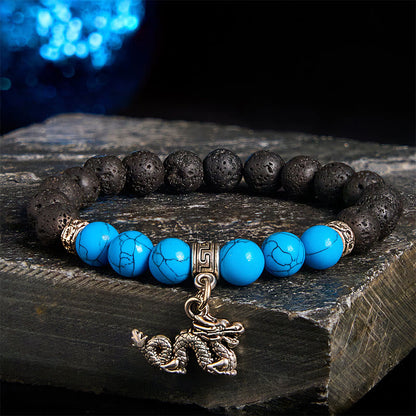 FREE Today: Support Healing Black Lava Rock Crystal Beads Animal Pattern Bracelet