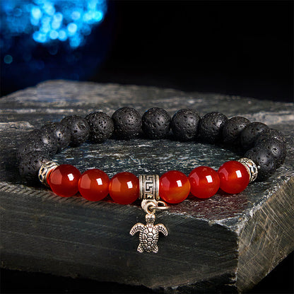 FREE Today: Support Healing Black Lava Rock Crystal Beads Animal Pattern Bracelet