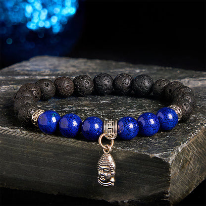 FREE Today: Support Healing Black Lava Rock Crystal Beads Animal Pattern Bracelet