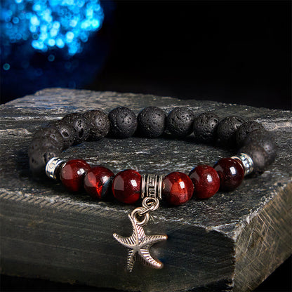 FREE Today: Support Healing Black Lava Rock Crystal Beads Animal Pattern Bracelet
