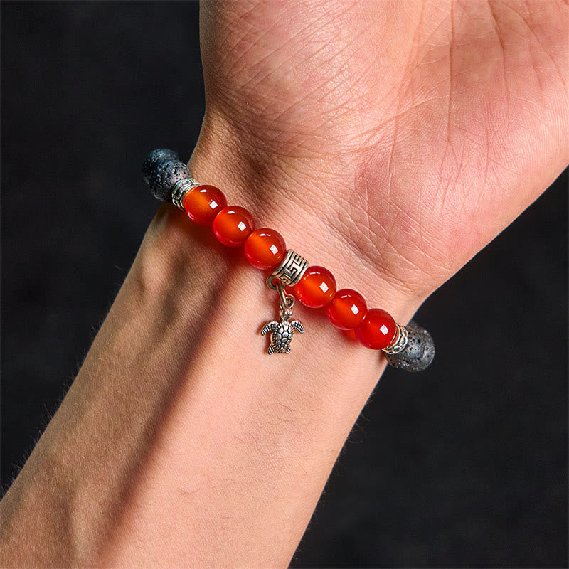 FREE Today: Support Healing Black Lava Rock Crystal Beads Animal Pattern Bracelet