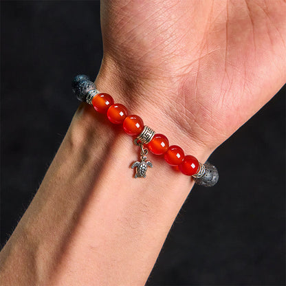 FREE Today: Support Healing Black Lava Rock Crystal Beads Animal Pattern Bracelet