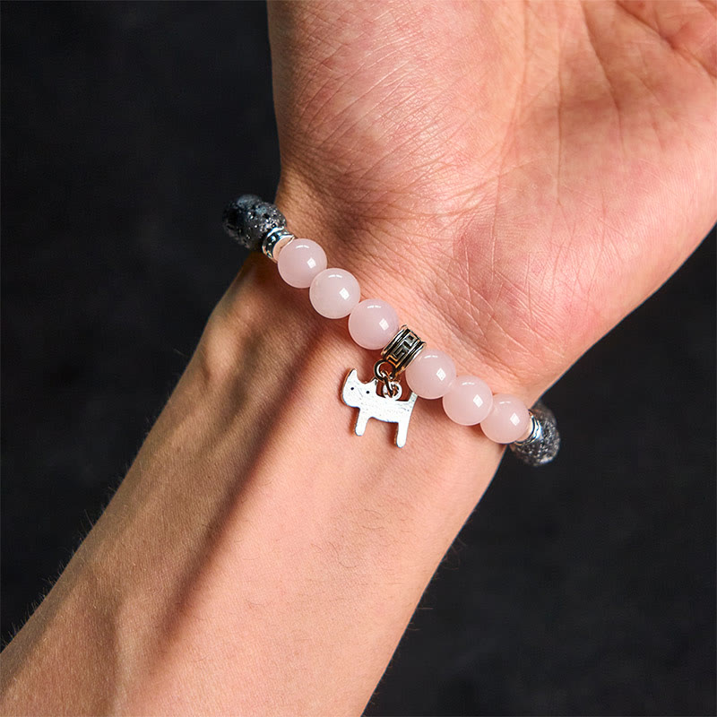 FREE Today: Support Healing Black Lava Rock Crystal Beads Animal Pattern Bracelet
