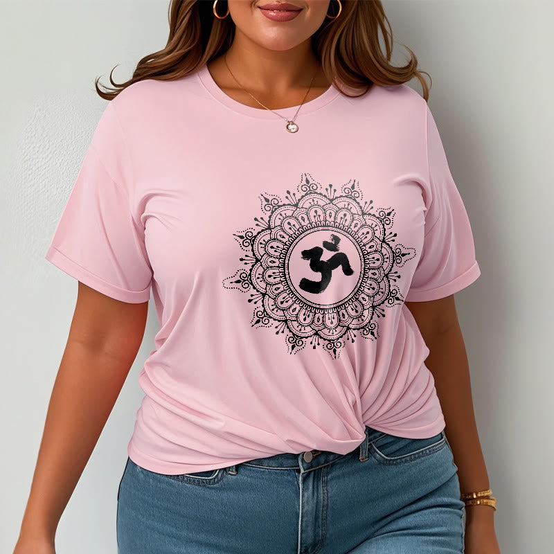 Buddha Stones Symmetry Mandala Om Symbol Pattern Tee Cotton T-shirt