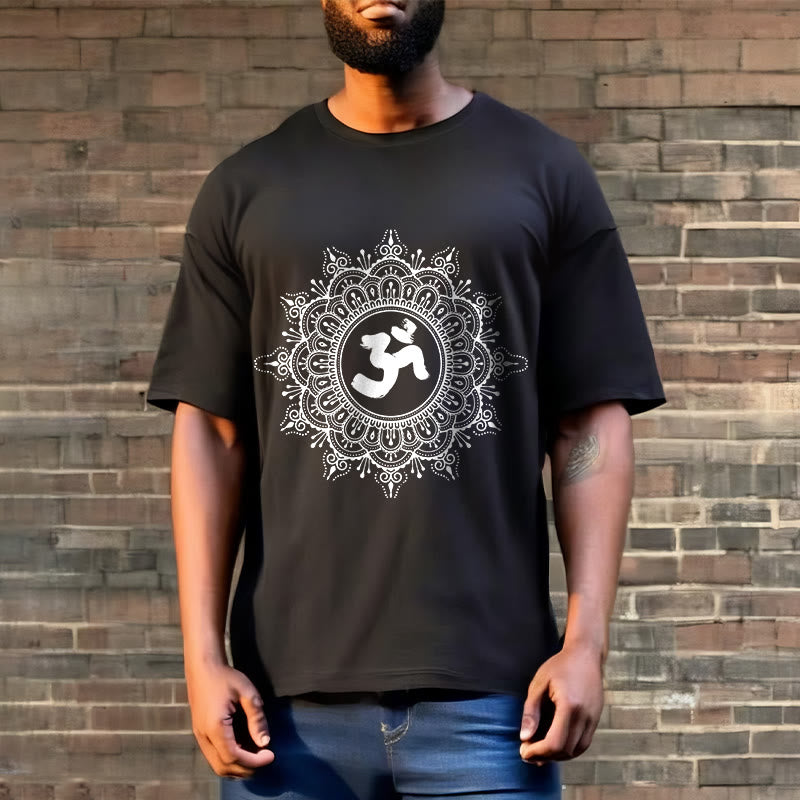 Buddha Stones Symmetry Mandala Om Symbol Pattern Tee Cotton T-shirt