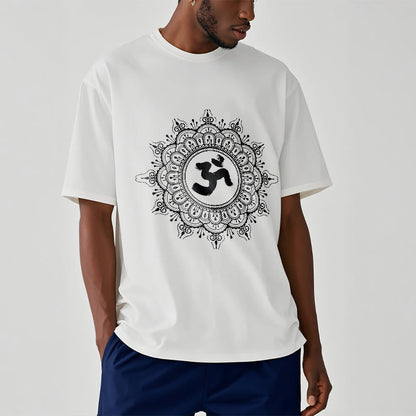 Buddha Stones Symmetry Mandala Om Symbol Pattern Tee Cotton T-shirt