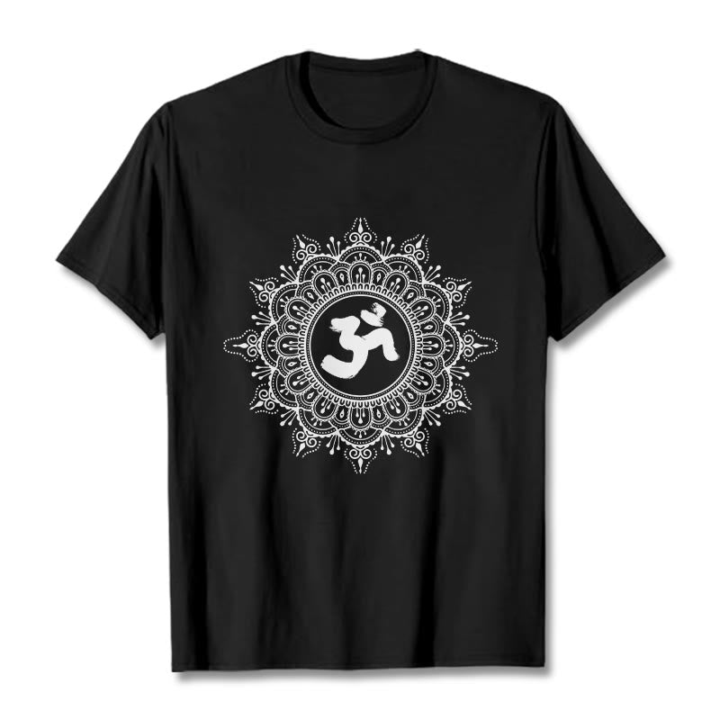 Buddha Stones Symmetry Mandala Om Symbol Pattern Tee Cotton T-shirt