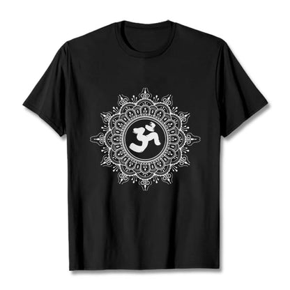 Buddha Stones Symmetry Mandala Om Symbol Pattern Tee Cotton T-shirt