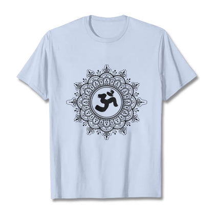 Buddha Stones Symmetry Mandala Om Symbol Pattern Tee Cotton T-shirt