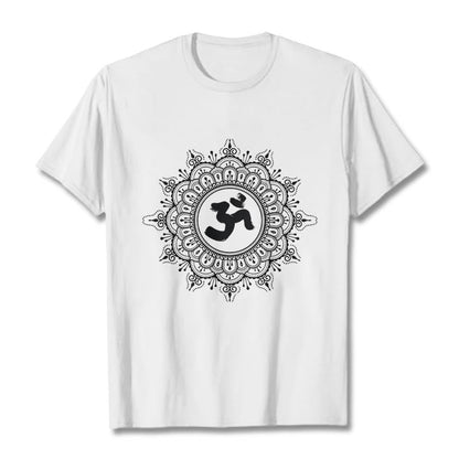 Buddha Stones Symmetry Mandala Om Symbol Pattern Tee Cotton T-shirt