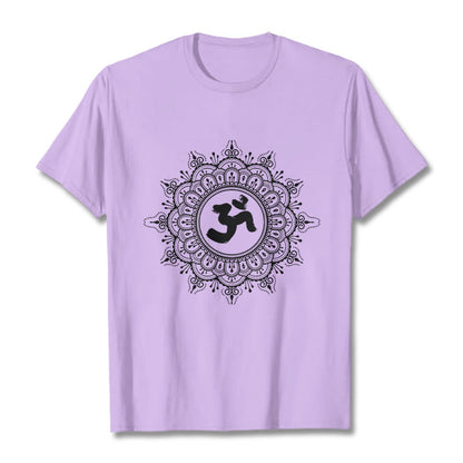 Buddha Stones Symmetry Mandala Om Symbol Pattern Tee Cotton T-shirt