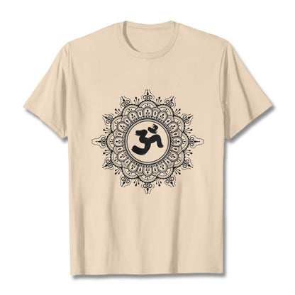 Buddha Stones Symmetry Mandala Om Symbol Pattern Tee Cotton T-shirt