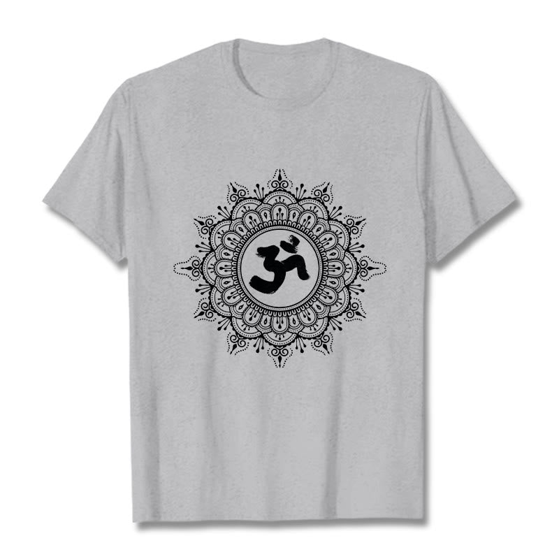 Buddha Stones Symmetry Mandala Om Symbol Pattern Tee Cotton T-shirt