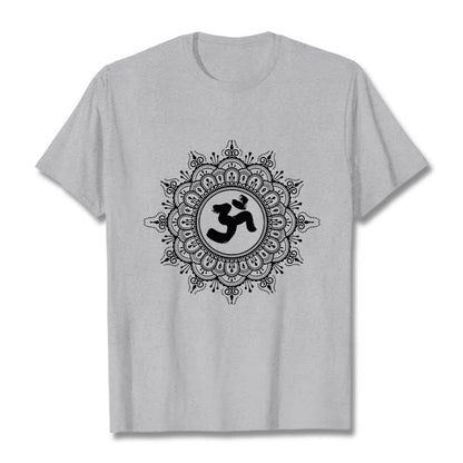Buddha Stones Symmetry Mandala Om Symbol Pattern Tee Cotton T-shirt