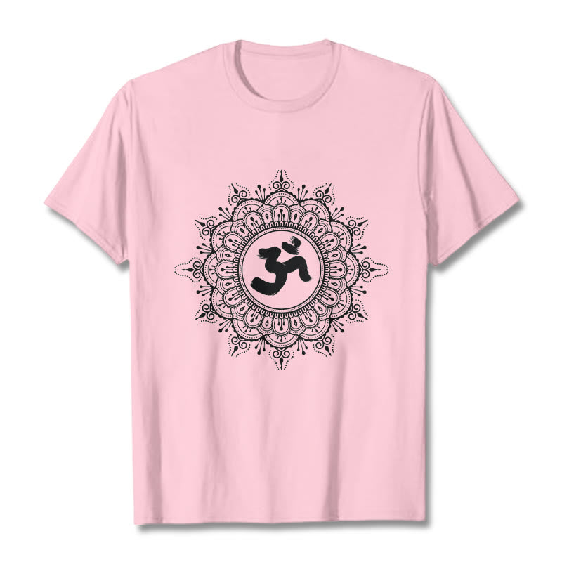 Buddha Stones Symmetry Mandala Om Symbol Pattern Tee Cotton T-shirt