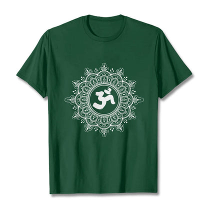 Buddha Stones Symmetry Mandala Om Symbol Pattern Tee Cotton T-shirt